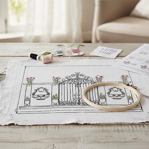 French Gate Embroidery Kit: DIY Needlework for Beginners