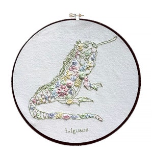 Animal Alphabet Floral Embroidery Kit of an Armadillo with Flowers. Hand embroidery kit. Nursery wall decor. Baby gift.  DIY craft kit.