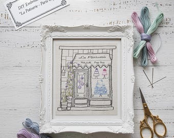 Kit de iniciación al bordado: Panadería francesa (25,4 cm x 31,75 cm)
