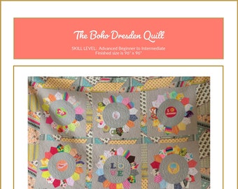 Boho Dresden Quilt Pattern | Downloadable PDF | Dresden Plate Quilt Pattern
