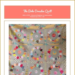 Boho Dresden Quilt Pattern Downloadable PDF Dresden Plate Quilt Pattern image 1