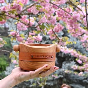 Personalized Knock Box (Cherry Wood & Genuine Leather) / Custom Round Knock Box / EXPRESS SHIPPING ! / Nil pkb © Copyright 2024