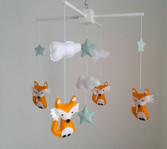 Foxes Stars And Clouds Nursery Mobile Fox Baby Mobile Etsy Foxes Stars And Clouds Nursery Mobile Fox Baby Mobile Etsy