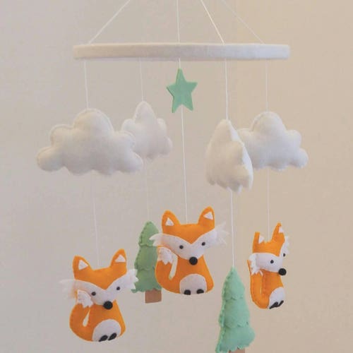 Baby Mobile Fox Mobile Forest Mobile Woodland Animals Etsy Israel