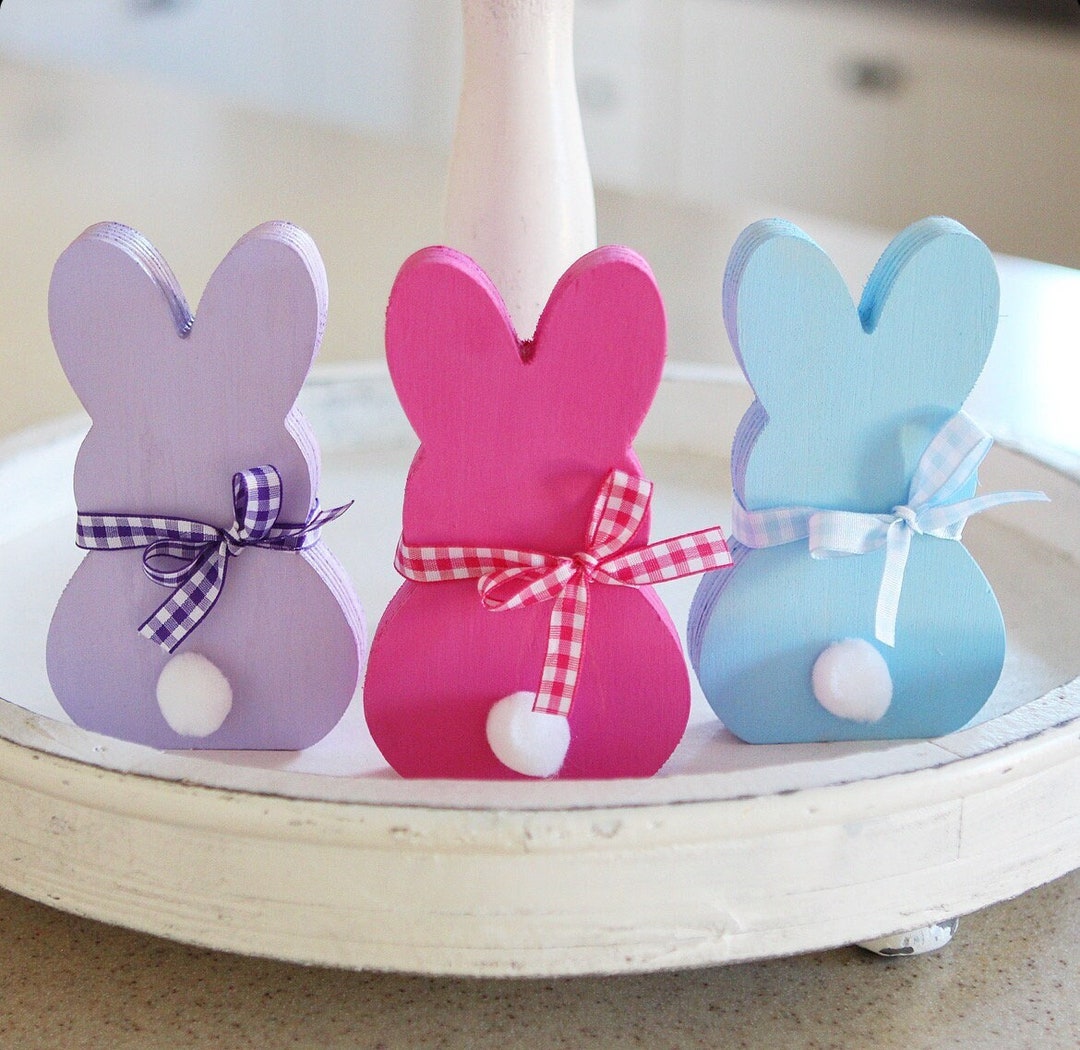 Peep Bunny Shelf Sitters, Wood Peep Bunny, Easter Decor, Farmhouse ...