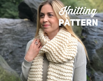 Knitting Pattern // Chunky Knit Scarf // Fringe Scarf // Beginner Knitting Pattern // Easy Knitting Pattern // CENTRAL PARK SCARF