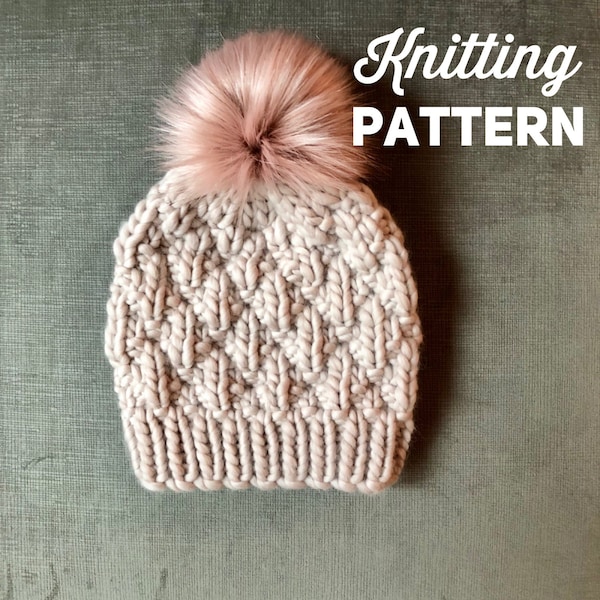 Knitting Pattern // Chunky Knit Beanie Pattern // Knitted Hat Pattern // THE GEMMA BEANIE