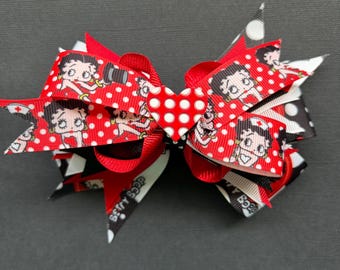 Betty Boop Inspired Stacked Hair Bow/Gift Bow