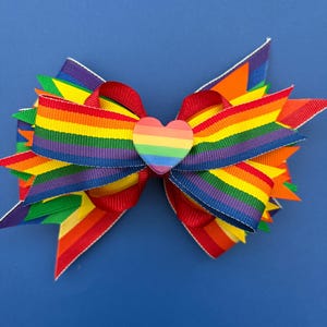 Pride Rainbow Stacked Hair Bow/Gift Bow