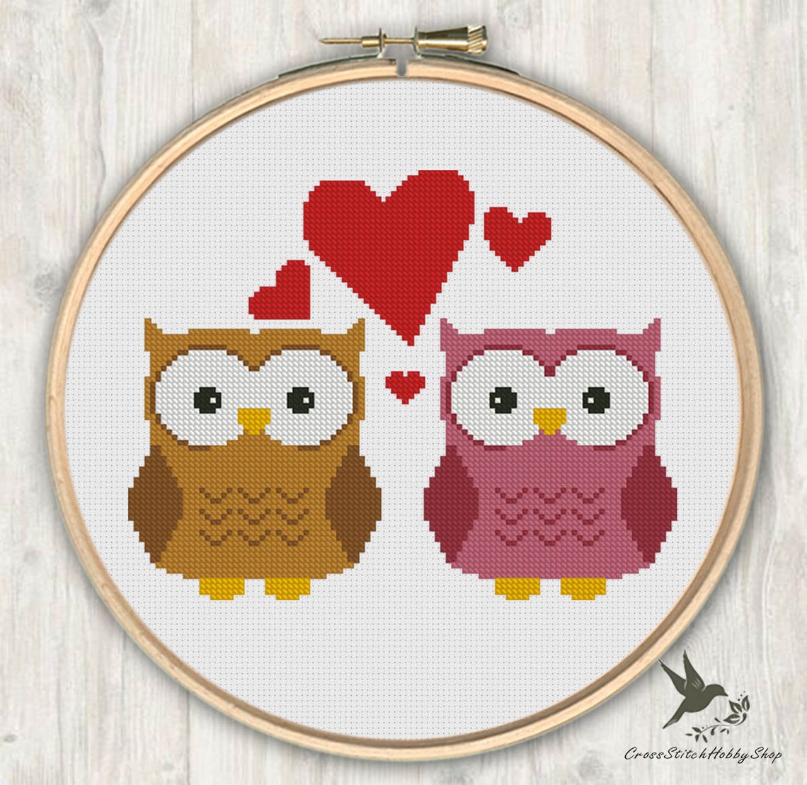 Owls in Love Modern Cross Stitch Pattern Cute Cross Stitch Etsy