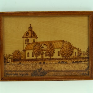 Wooden painting. Vintage Wood picture. Wooden Pyrography. Original wood art. Wooden wall decor. Engraved Wood Picture Hand carved Wood art