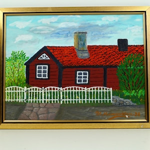 Original Swedish vintag Oil painting Still life Landscape Painting on canvas Original signed painting Original artwork Scandinavian wall art