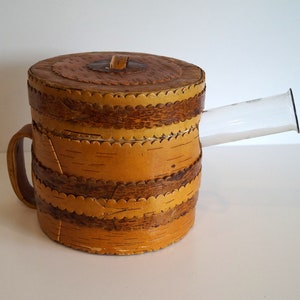 Vintage Wooden Canteen Wood Decanter Birch bark canteen Wood bottle holder Wine Vessel Wooden container, wooden box. birch bark souvenir
