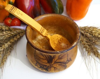 Vintage Swedish Hand-Painted Wood Bowl & Spoon Set: Scandinavian Folk Art