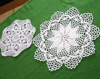 Conjunto de guardanapos de renda vintage feitos à mão em crochê: decoração de fazenda chique e surrada