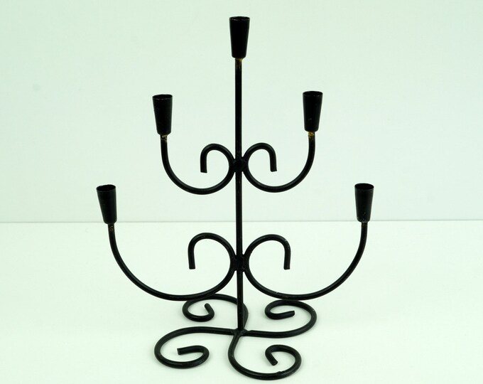 Black Iron Candle Holder for Five Candles. Candelabra Mid Etsy
