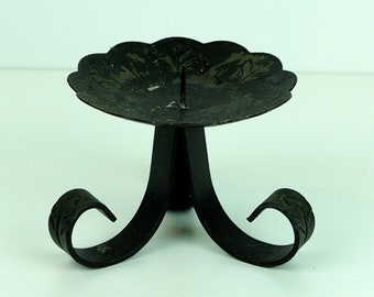 Candelabro de metal alemán vintage: decoración rústica hecha a mano de mediados de siglo