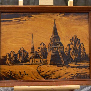 Wooden painting. Vintage Wood picture. Wooden Pyrography. Original wood art. Wooden wall decor. Engraved Wood Picture Hand carved Wood art