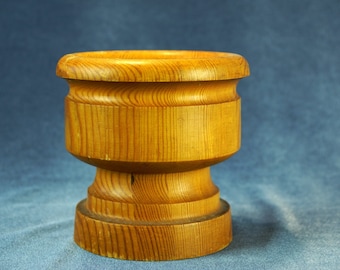 Vintage Swedish Wooden Pedestal Bowl: Handmade Scandinavian Decor