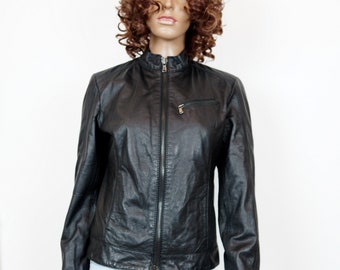 Bleck Leather Jacket Women's Jacket - Etsy Finland