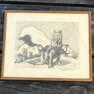 Swedish Hand painted pencil drawing. Graphite painting. Original Graphite Drawing.Original vintage sketch art. Illustration. 28 cm x 34 cm