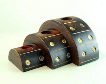 Vintage träljushållare för värmeljus: Skandinavisk rustik inredning