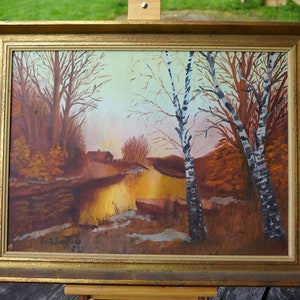 Original Swedish vintag Oil painting Still life Landscape Painting on canvas Original signed painting Original artwork Scandinavian wall art