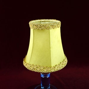 French Vintage yellow Lamp Shades Fabric Covered Lamp Shades Fringed Lamp Shades Boho, Shabby chic, Retro Lamp Shades, gold lampshades