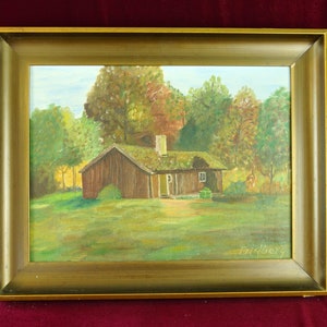 Original Swedish vintag Oil painting Still life Landscape Painting on canvas Original signed painting Original artwork Scandinavian wall art