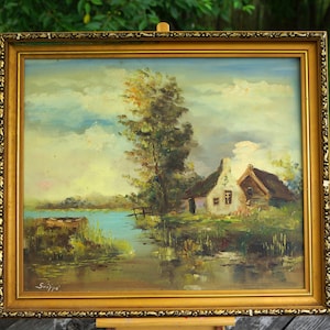 Original Swedish Oil painting Still life Landscape Painting on canvas Original signed painting Original artwork Scandinavian wall art