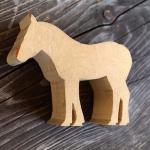 Vintage Scandinavian Dala Horse: Unpainted Wood Folk Art