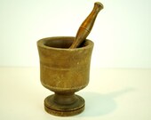 Vintage Mortar Pestle. Wooden Pharmacy Compounding Apothecary. Antique Kitchen Spice Grinder. Rich designed Mortar And Pestle