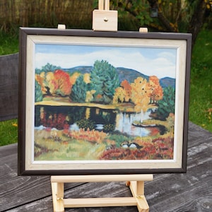 Original Norwegian vintage painting.Landscapes  painting Painting painting. Original art Scandinavian Portrait Norwegian autumn landscape