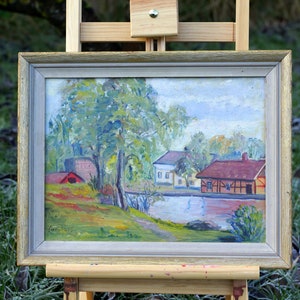 Original Swedish vintag Oil painting Still life Landscape Painting on canvas Original signed painting Original artwork Scandinavian wall art