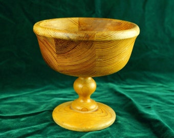 Vintage Swedish Wooden Pedestal Bowl: Handmade Scandinavian Folk Art