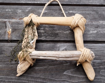 Baltic Sea Driftwood Frame: Rustic Coastal Wall Hanging
