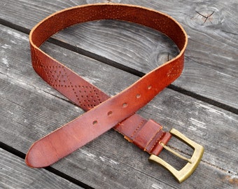 ceinture en cuir vintage par FLASH Made in Italy Ceinture en cuir véritable marron. Ceinture en cuir Authentic Designers. 93 cm Longueur, largeur 4 cm