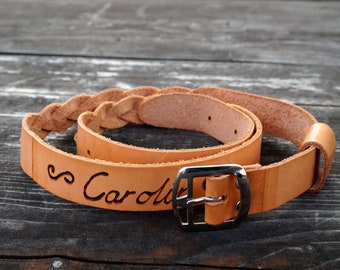 Vintage Woven Leather Belt: 80s Boho Braided Waist Belt
