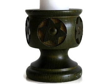 Handmade Swedish Wooden Candle Holder: Rustic Farmhouse Decor