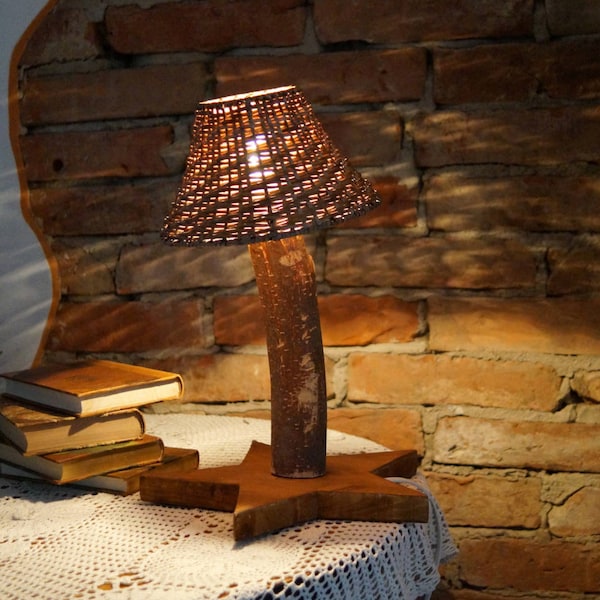 Vintage Swedish Night Lamp. Wooden Table Lamp. Wood Lamp