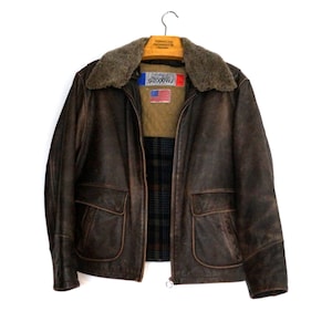 Men's Leather Jacket Vintage Genuine Leather Jacket Saki