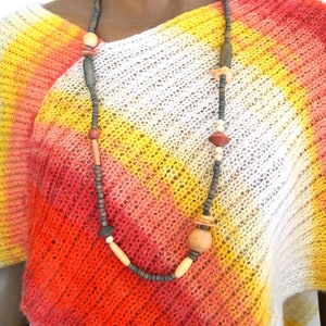 Boho wooden beads necklace Vintage handmade wood beads  necklace Vintage jewelry Nordic vintage necklace Tribal Fashion beads