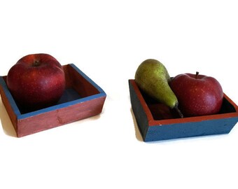 Hand Painted Wooden Trays: Swedish Rustic Home Decor (Set of 2)