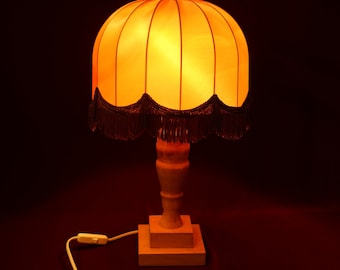Vintage Schwedische Holz Tischlampe: Retro Nachttisch Licht