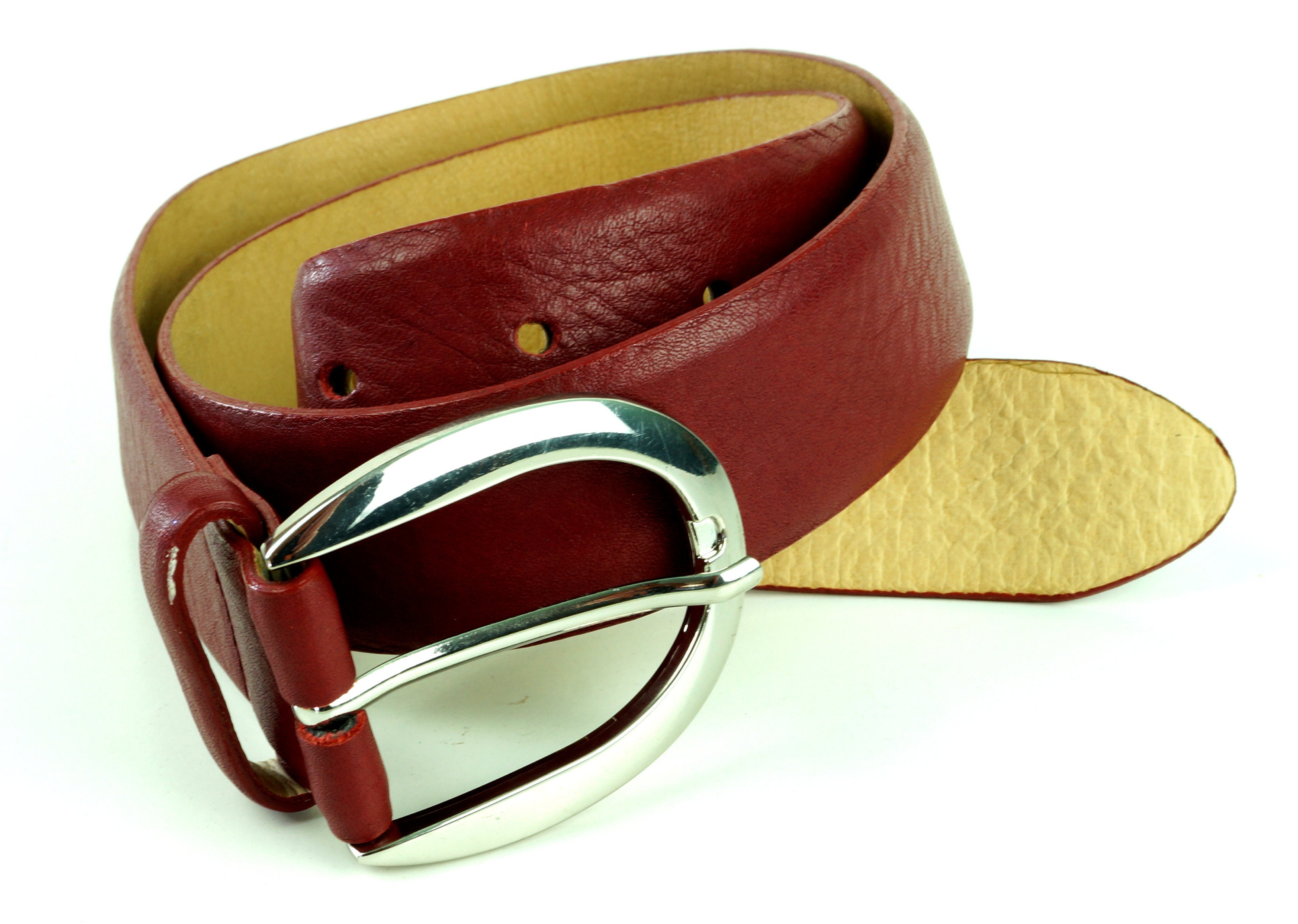 Vintage LLOYD Leather Belt: Dark Red Designer Belt (95cm) - Etsy display picture 3
