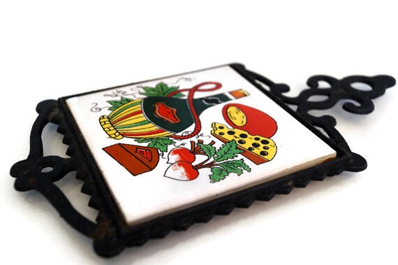 Kitchen Scene Trivet Vintage Kitchen Wall Decor Wrought Iron Etsy