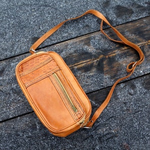 Shoulder Bag,Vintage Embossed Genuine Leather Bag,Handmade Hand bag, Saddle Bag,Brown Leather Handbag.Very rare Nordic bag. Cognac color bag
