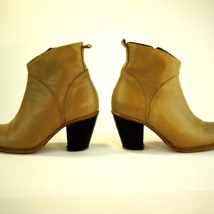Vintage Ankle boots Beige color women&#39;s booties Genuine leather boots euro size 37 Soft Leather inside and outside