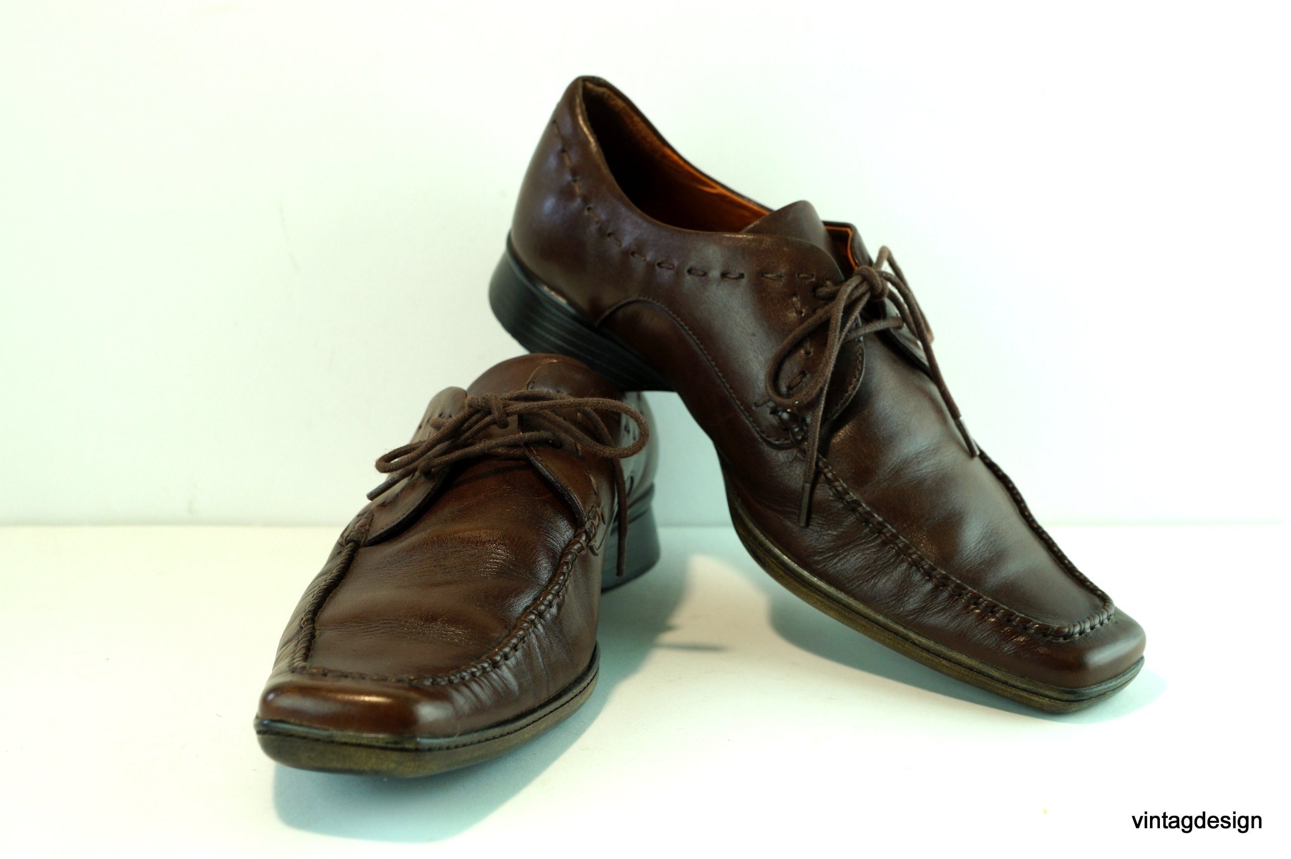 Faconnable Men\'s Dark Brown Leather Oxfords 43 / 10 Men’s Designer Shoes Mens Leather Shoes Eur 43 FCUK Made in Potugal Shoes Men  main image 3