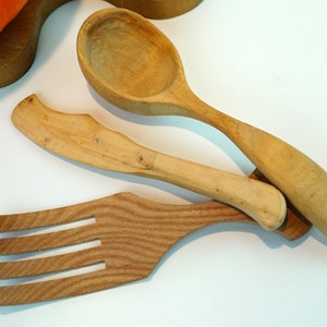 Wood spoons set. 3 Antique Primitive Swedish Wooden Spoons Hand Carved, Primitive Country Kitchen decor. Kitchen Tools. Cooking Spoons